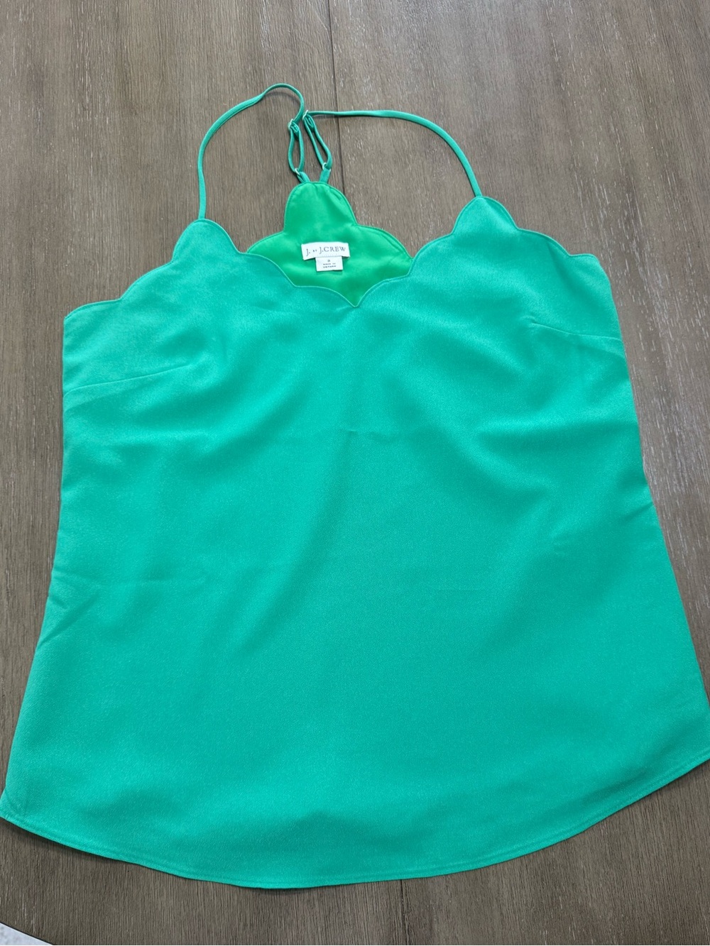 J. Crew Emerald Green Scalloped Silk Camisole